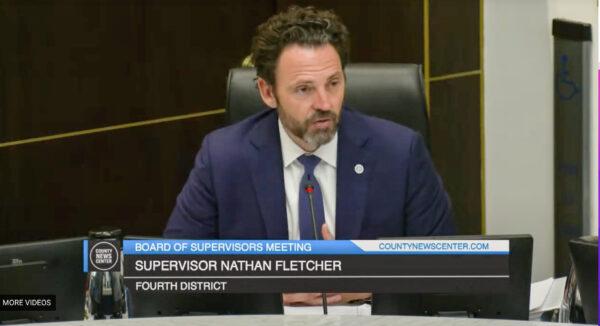 San Diego County Supervisor Nathan Fletcher speaks at a Board of Supervisors meeting on Feb. 7, 2023. (Screenshot via San Diego County)