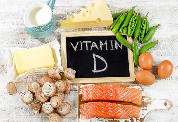 Foods are rich in vitamin D. Top view. (Shutterstock)