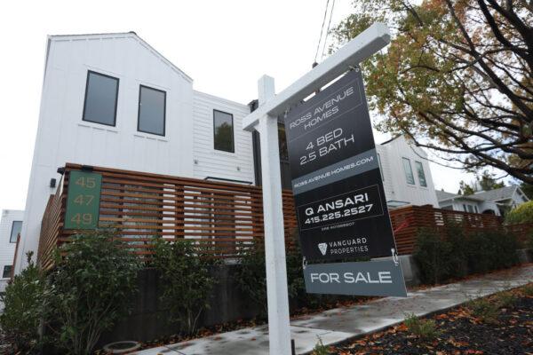 A for sale sign is posted in front of a home on in San Anselmo, Calif., on March 22, 2023. (Justin Sullivan/Getty Images)