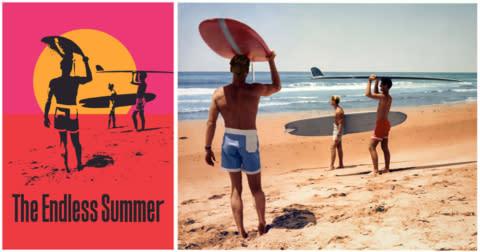 The poster and a scene from the film "The Endless Summer" are seen in a file photo. (Courtesy of the Dana Point Film Festival)