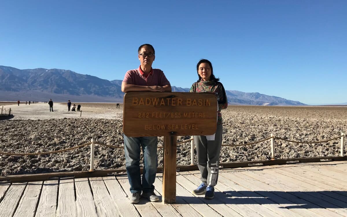 Zhou Deyong and his wife, You Ling, in Death Valley National Park, Calif., in January 2021. (Courtesy of Zhou You)