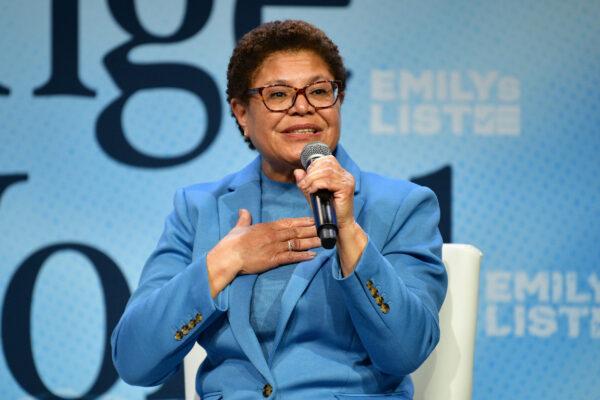 Los Angeles Mayor Karen Bass speaks onstage during EMILYs List's 2023 Pre-Oscars Breakfast at The Beverly Hilton in Beverly Hills, Calif., on March 7, 2023. (Araya Doheny/Getty Images for EMILYs List)