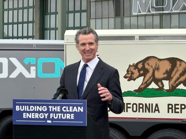 California Gov. Gavin Newsom speaks during a news conference in Richmond, Calif., on May 25, 2023. (Adam Beam/AP Photo)