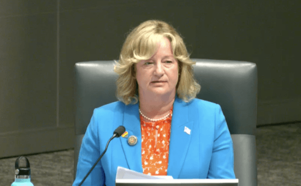 Orange County Supervisor Katrina Foley speaks during a board meeting in Santa Ana, Calif., on June 6, 2023. (Screenshot via Orange County Board of Supervisors)
