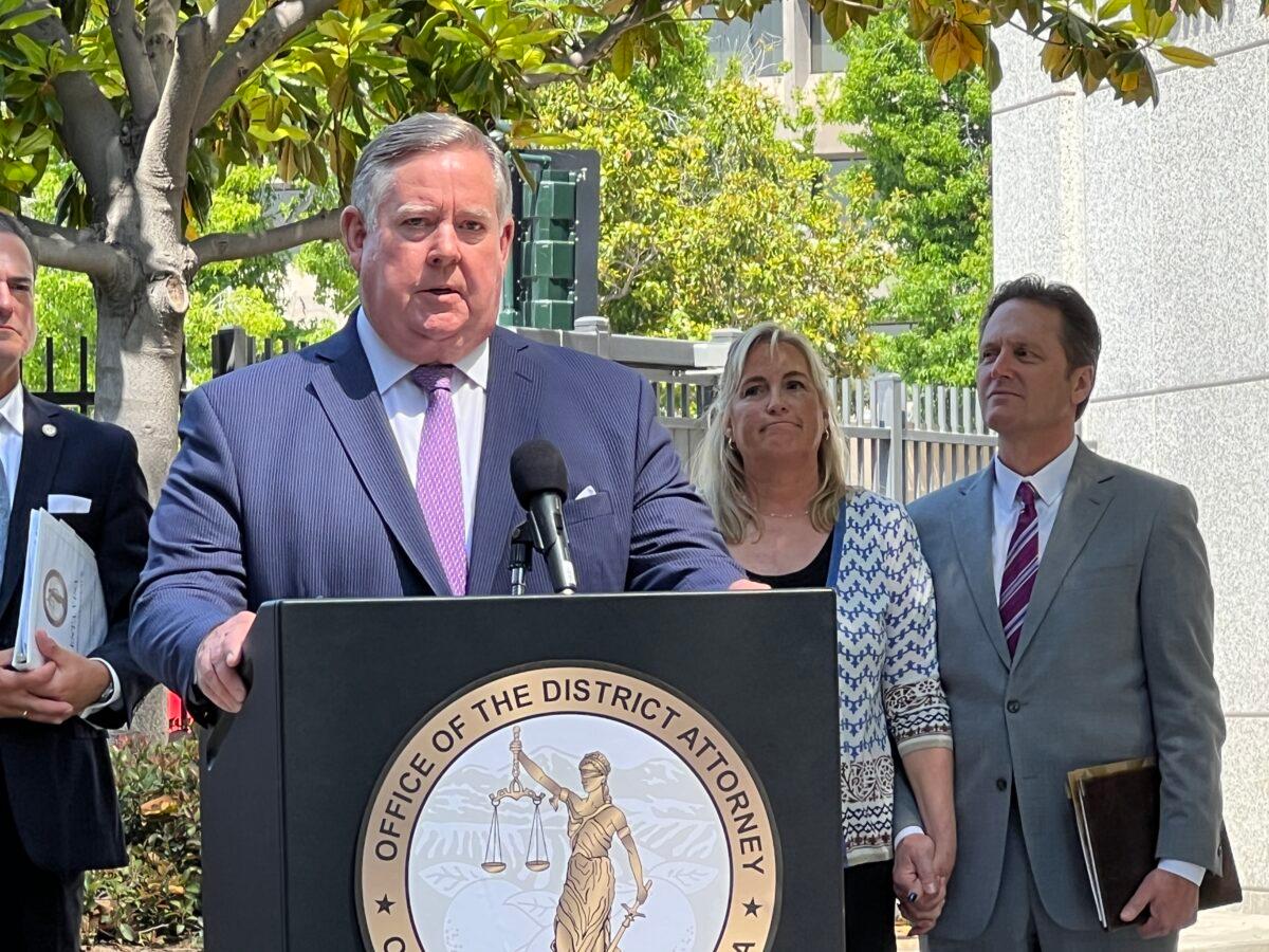 Rep. Ken Calvert (R-Calif.) speaks at a news conference in Santa Ana, Calif., on June 16, 2023. (Brad Jones/The Epoch Times)