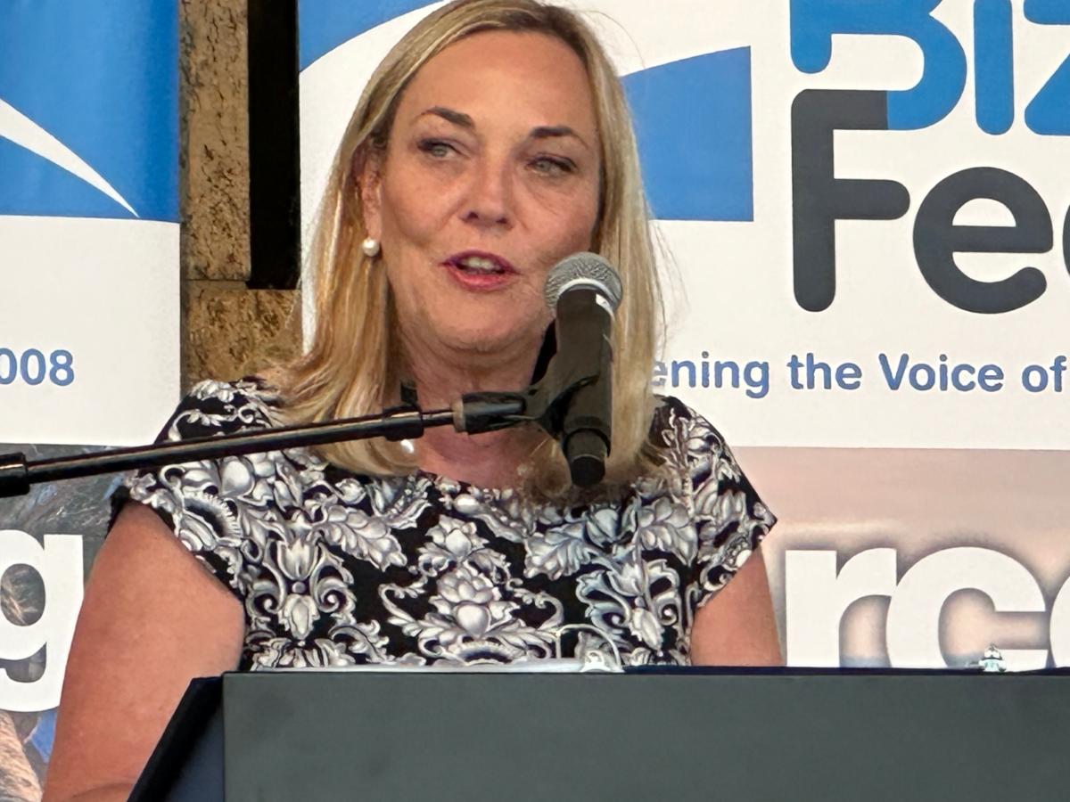 L.A. County Supervisor Kathryn Barger speaks at the Japanese American National Museum in the Little Tokyo District of Los Angeles on June 28, 2023. (Jill McLaughlin/The Epoch Times)