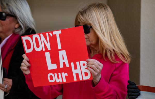 Huntington Beach city officials gather with residents to share about housing issues with the state in Huntington Beach, Calif., on Feb. 14, 2023. (John Fredricks/The Epoch Times)