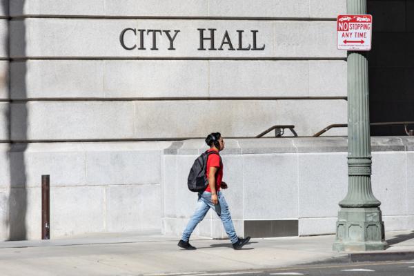 City Hall in Los Angeles on Jan. 27, 2023. (John Fredricks/The Epoch Times)