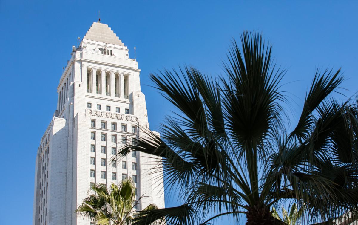 City Hall in Los Angeles, Calif., on Jan 27, 2023. (John Fredricks/The Epoch Times)