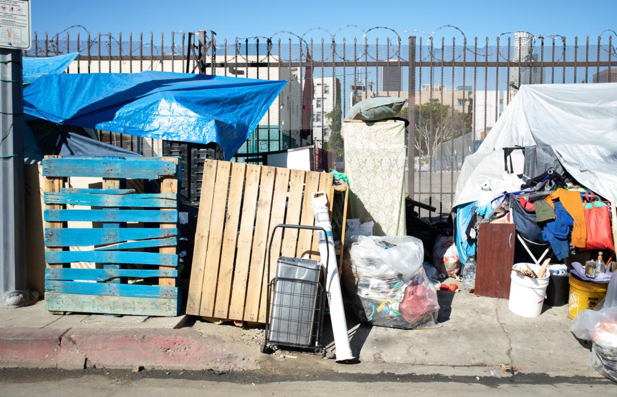 A homeless encampment in Los Angeles on Jan. 27, 2023. (John Fredricks/The Epoch Times)