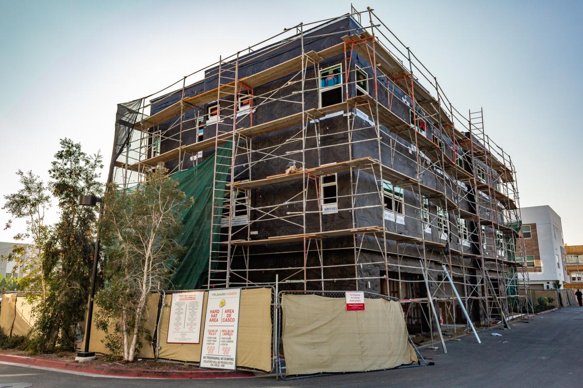 An apartment development under construction in Anaheim, Calif., on Jan. 8, 2021. (John Fredricks/The Epoch Times)
