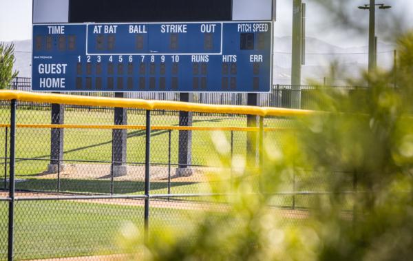A baseball field sits ready for a game at the Great Park of Irvine, Calif., on July 11, 2023. (John Fredricks/The Epoch Times)