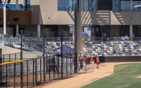 A baseball field sits ready for a game at the Great Park of Irvine, Calif., on July 11, 2023. (John Fredricks/The Epoch Times)