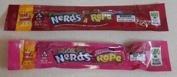 Cannabis-infused Nerd rope candy in Mendocino County, Calif., on July 18, 2023. (Travis Gillmore/The Epoch Times)