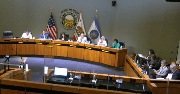 An Anaheim City Council meeting in Anaheim, Calif., on July 18, 2023. (Anaheim City Council/Screenshot via The Epoch Times)