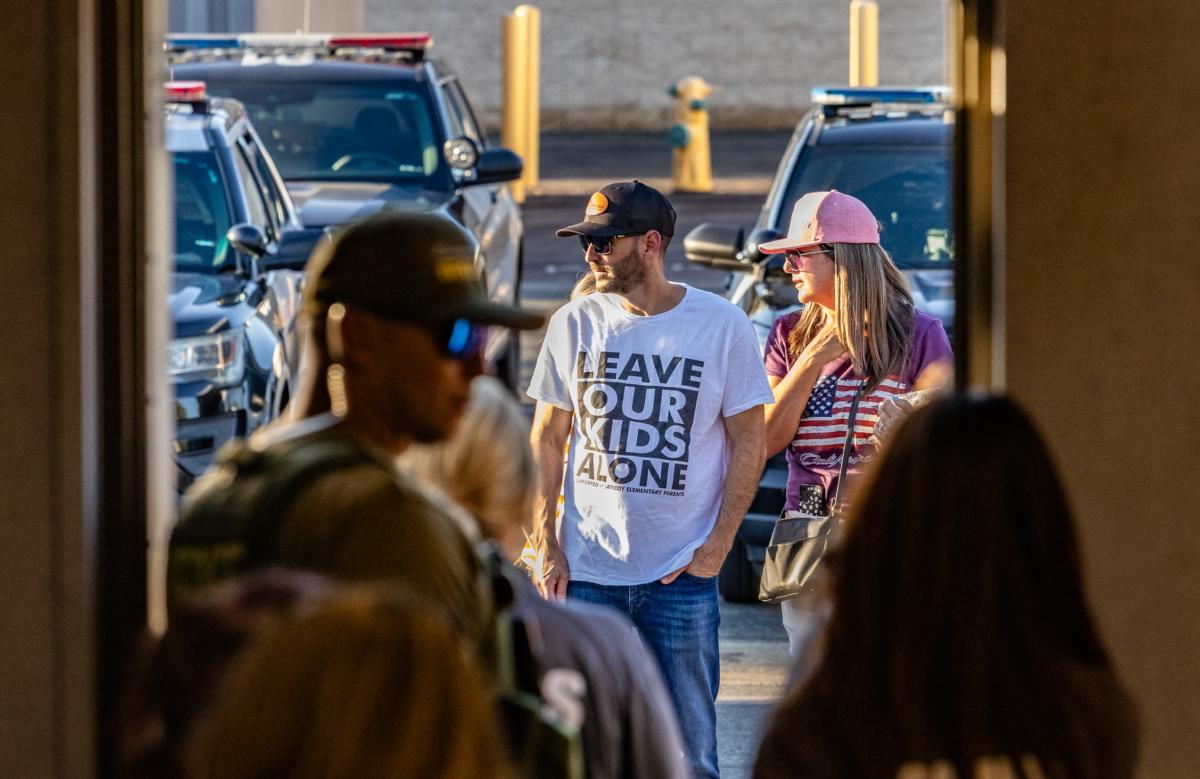 Community members attend a Temecula Valley Unified School District board meeting in Temecula, Calif., on Aug. 22, 2023. (John Fredricks/The Epoch Times)