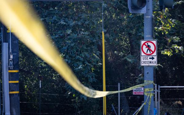 A mass shooting scene is blocked by law enforcement in Trabuco Canyon, Calif., on Aug. 24, 2023. (John Fredricks/The Epoch Times)