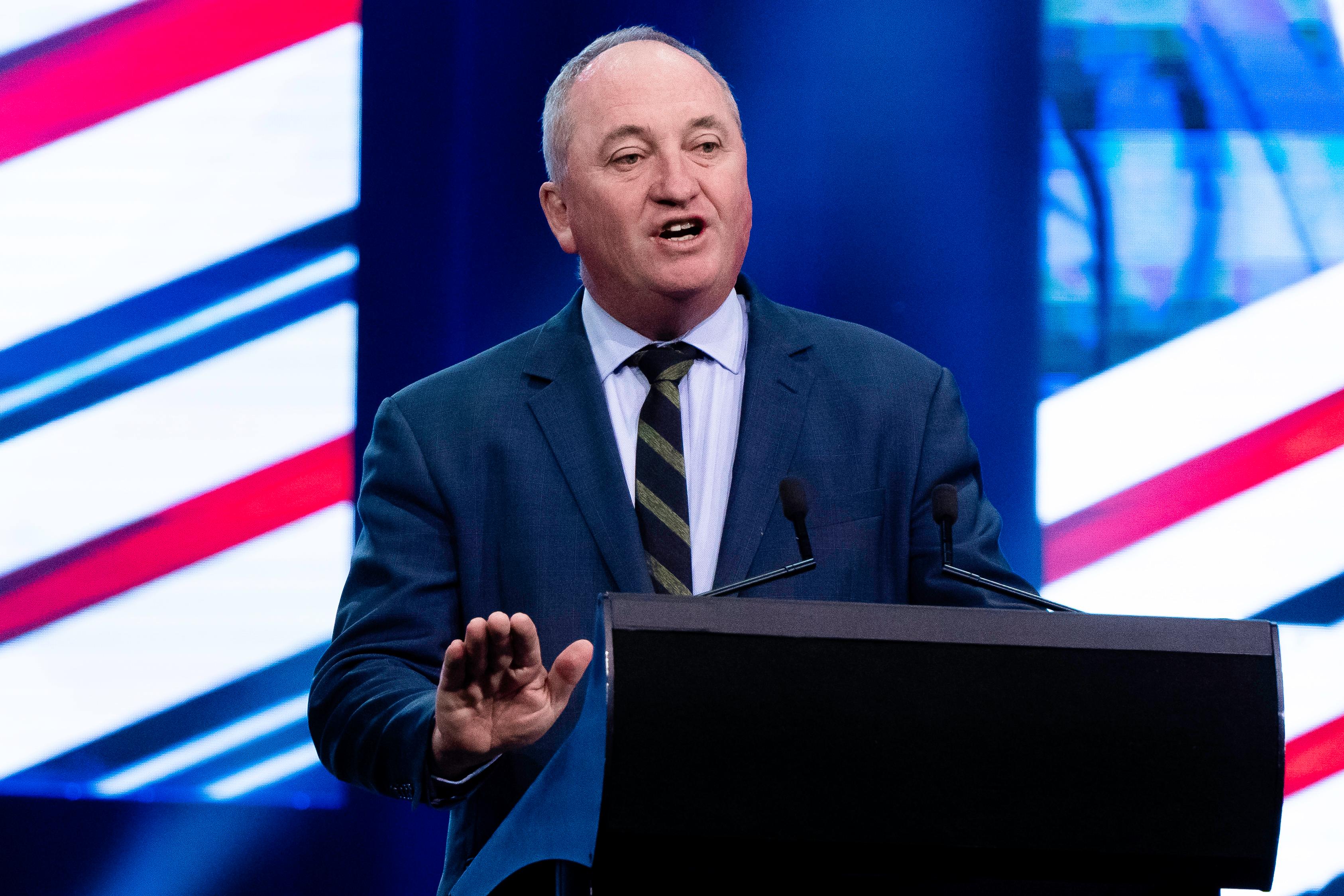 Former Deputy Prime Minister Barnaby Joyce (and Nationals MP) speaking at CPAC conference in Sydney, Australia on Aug. 19, 2023. (Wade Zhong/The Epoch Times)