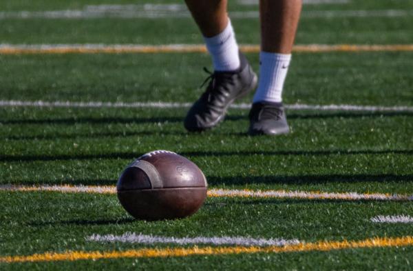 Students play a high school game of Football in Irvine, Calif., on Sept. 14, 2023. (John Fredricks/The Epoch Times)