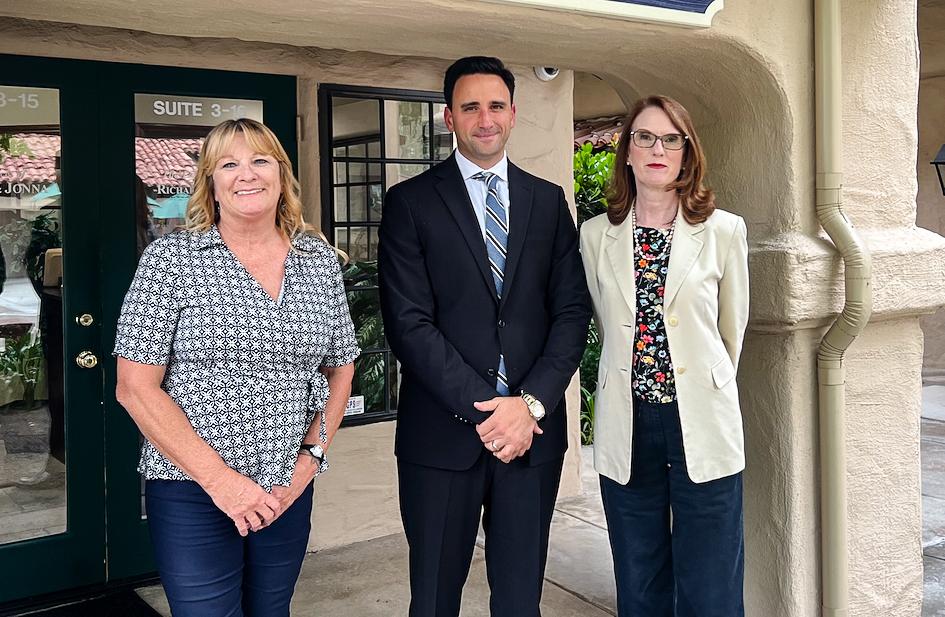 (L–R) Teacher Lori Ann West, attorney Paul Jonna, and teacher Elizabeth Mirabelli. A federal judge on Sept. 14 blocked a school district in Escondido, Calif., from punishing the two teachers for refusing to keep gender transitions of students secret from their parents. (Courtesy of Paul Jonna)