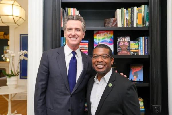 California Gov. Gavin Newsom (L) and Assemblyman Corey Jackson in Sacramento on Sept. 25, 2023. (Courtesy of Office of Gov. Gavin Newsom)