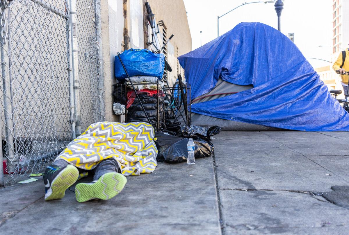 A homeless encampment in San Diego, Calif., on Oct. 4, 2023. (John Fredricks/The Epoch Times)