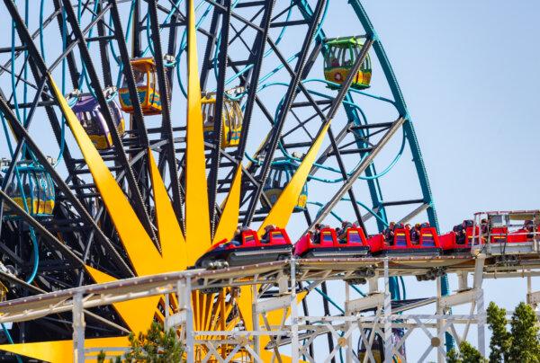 People enjoy rides ay Disneyland California Adventure at the Disneyland Resort area of Anaheim, Calif., on Oct. 24, 2023. (John Fredricks/The Epoch Times)