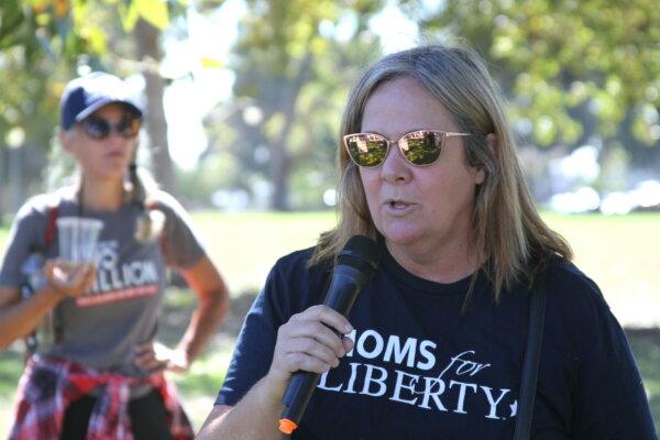 Suzanne Lockyer attends a Worldwide Stop the War on Children Rally in San Diego on Oct. 21, 2023. (Brad Jones/The Epoch Times)