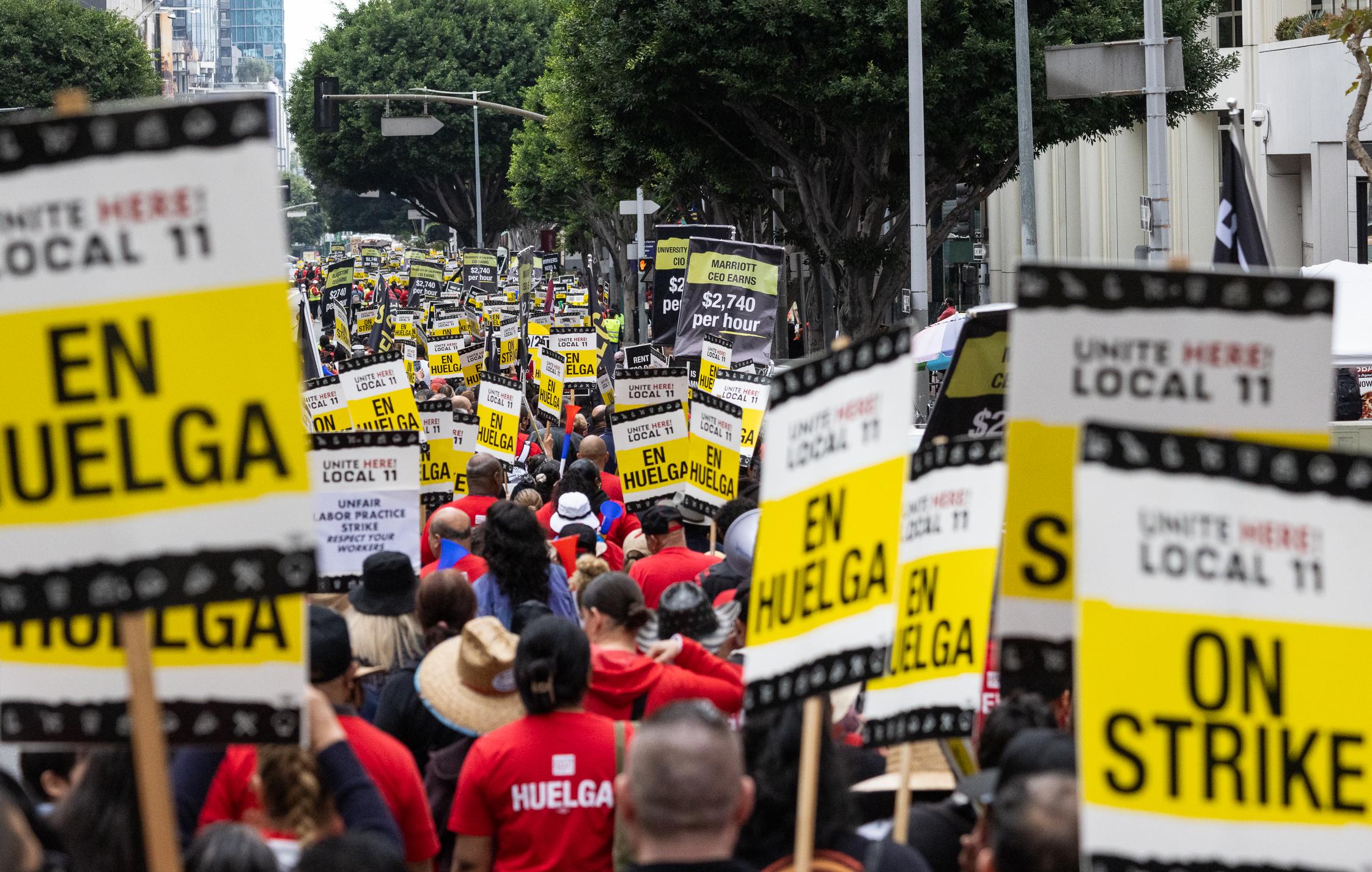 Thousands of Hotel Workers March in Los Angeles Amid Contract Talks