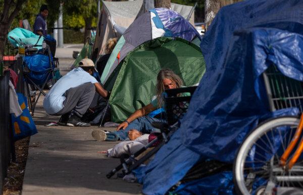 A homeless encampment in Santa Monica., Calif., on Nov. 27, 2023. (John Fredricks/The Epoch Time)