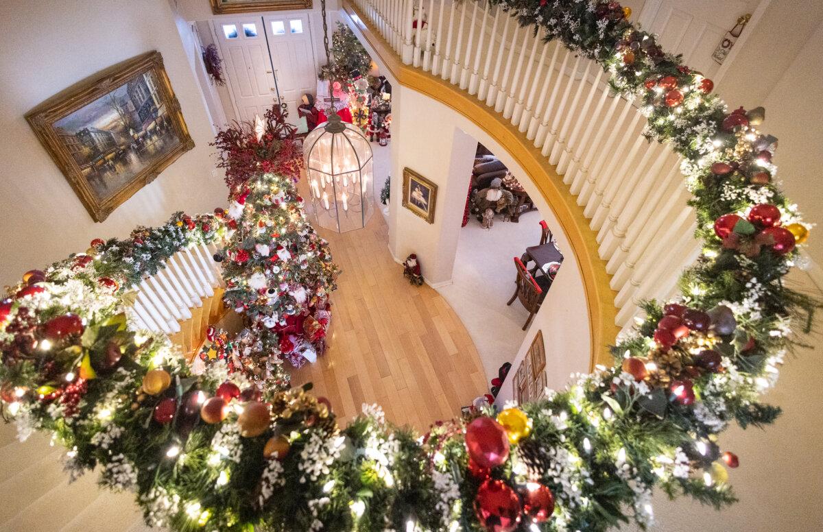 Christmas décor featuring various themes fills the home of the Nash and Lillestrand family in Chino Hills, Calif., on Dec. 12, 2023. (John Fredricks/The Epoch Times)