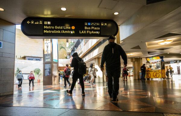 The Los Angeles Metro Line transit system in Los Angeles on April 19, 2023. (John Fredricks/The Epoch Times)
