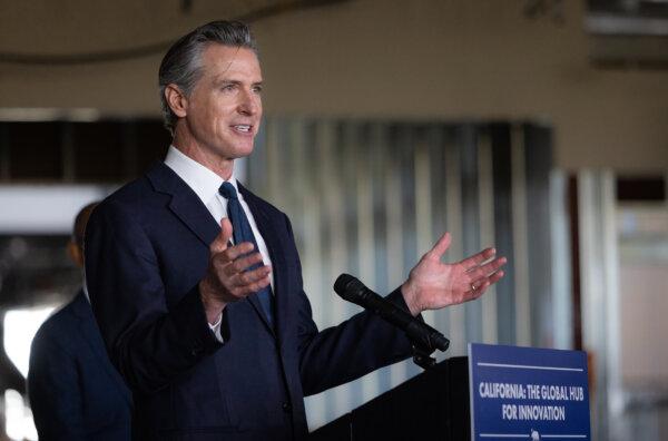 California Gov. Gavin Newsom visits a property acquired by the University of California–Los Angeles in Los Angeles on Jan. 3, 2024. (John Fredricks/The Epoch Times)