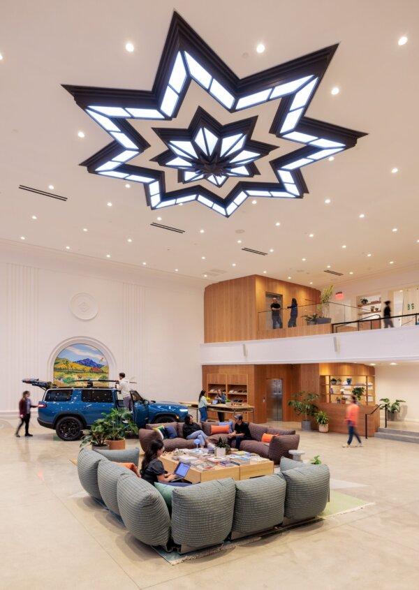 A photo of South Coast Theatre, which was built in 1934, after being renovated by Rivian Automotive, an Irvine-based electric vehicle manufacturer, in 2023 to serve as a new flagship venue for the company in Laguna Beach, Calif. (Courtesy of Rivian Automotive)