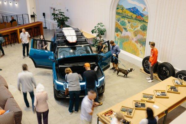 A photo of South Coast Theatre, which was built in 1934, after being renovated by Rivian Automotive, an Irvine-based electric vehicle manufacturer, in 2023 to serve as a new flagship venue for the company. (Courtesy of Rivian Automotive)