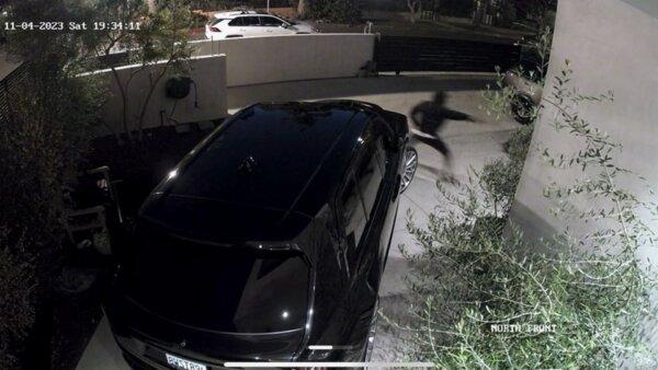 Security camera footage of an attempted robbery at Vince Ricci's home in Los Angeles on Nov. 4, 2023. (Courtesy of Vince Ricci)