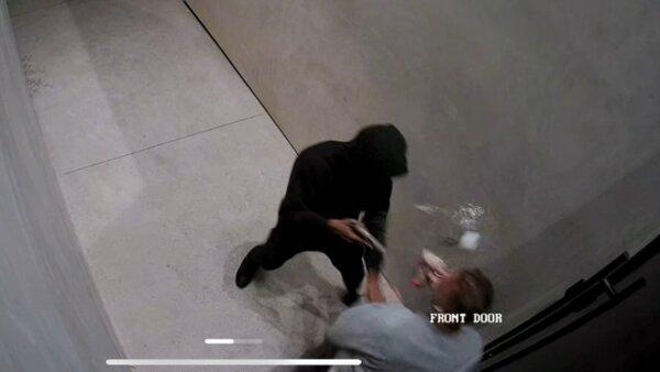 Security camera footage of an attempted robbery of Vince Ricci at his home in Los Angeles on Nov. 4, 2023. (Courtesy of Vince Ricci)