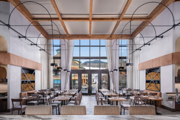 The Alpine Hall dining room at the Lodge at Spruce Peak. (Courtesy of the Lodge at Spruce Peak.)