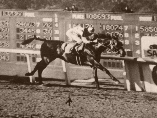 Seabiscuit wins the Santa Anita Handicap in 1940. (Public Domain)