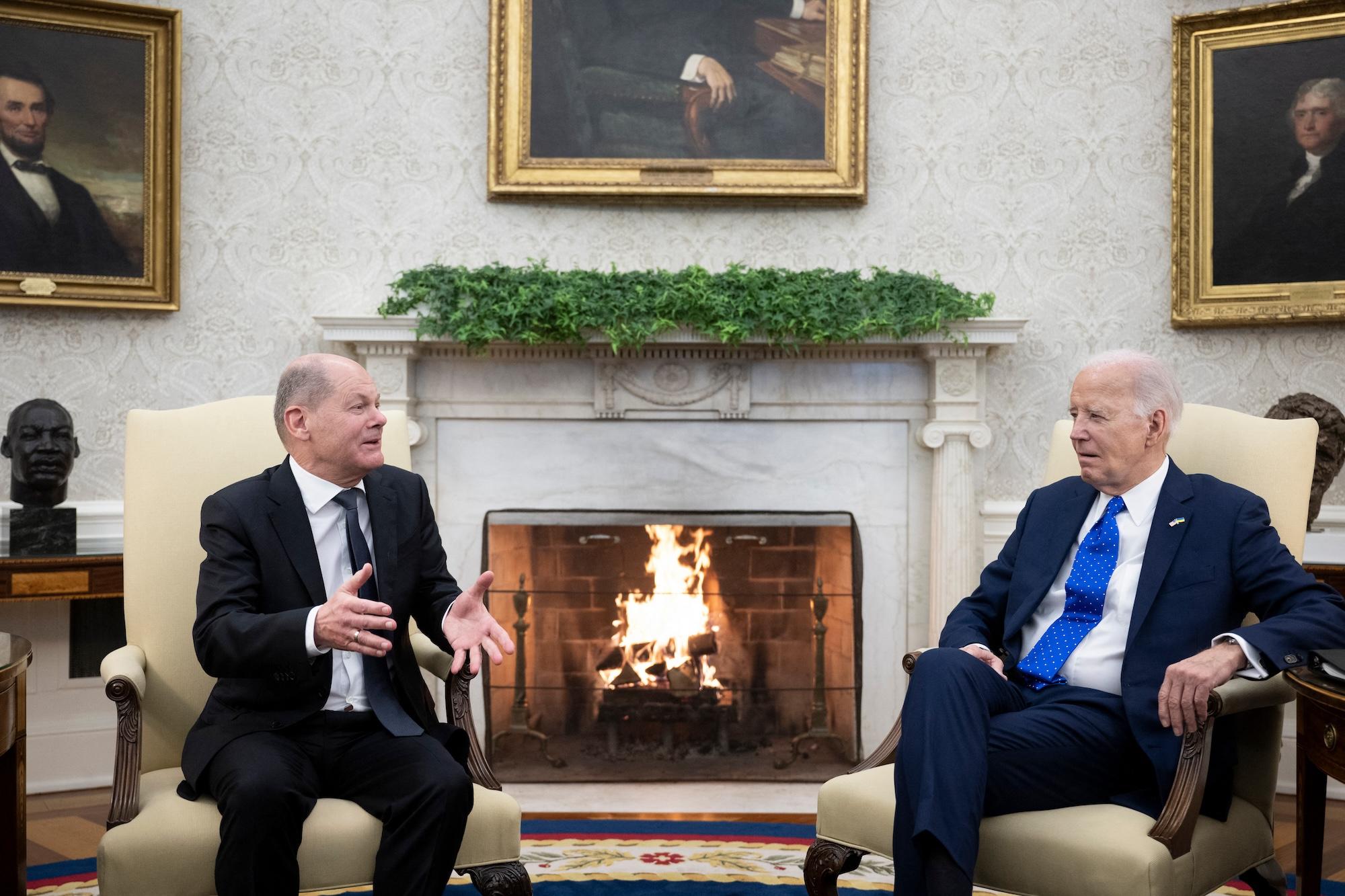 Biden, Germany’s Scholz Meet at White House, Push for Ukraine Aid