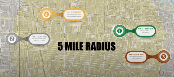 Los Angeles County Sheriff’s Department homicide investigators announce the arrest of two individuals linked to four killings across Bell, Florence-Firestone, Cudahy, and Huntington Park during a news conference at the Hall of Justice in downtown Los Angeles on Feb. 13, 2024. (YouTube/Screenshot via The Epoch Times)
