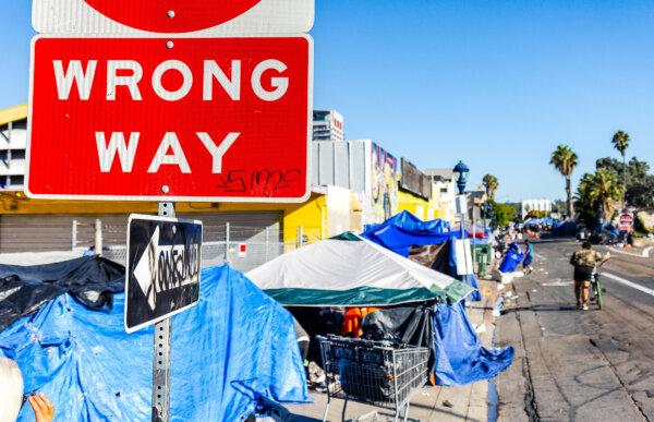 A homeless encampment in San Diego on Oct. 4, 2023. (John Fredricks/The Epoch Times)
