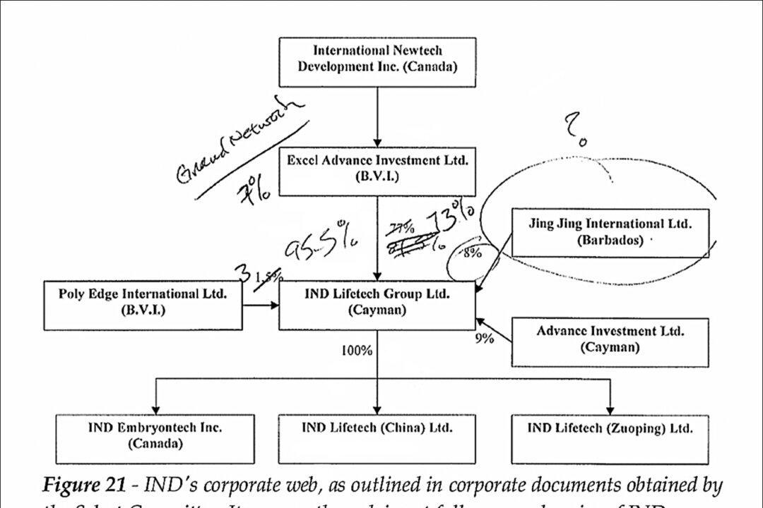 IND's corporate web, as outlined in corporate documents obtained by the Select Committee. (The Select Committee on the Chinese Communist Party)