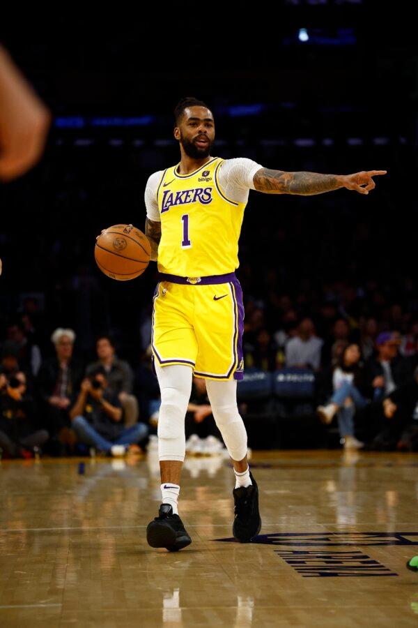 D'Angelo Russell (1) of the Los Angeles Lakers in Los Angeles on March 4, 2024. (Ronald Martinez/Getty Images)