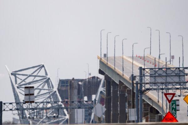 The Francis Scott Key Bridge collapsed after a ship strike in Baltimore on March 26, 2024. (Madalina Vasiliu/The Epoch Times)
