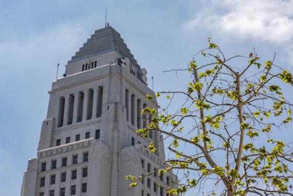 Los Angeles City Hall on March 28, 2024. (John Fredricks/The Epoch Times)