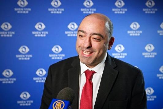 Nima Gholam Ali Pour at the Shen Yun Performing Arts performance at the Cirkus Arena in Stockholm, Sweden, on March 27, 2024. (NTD)