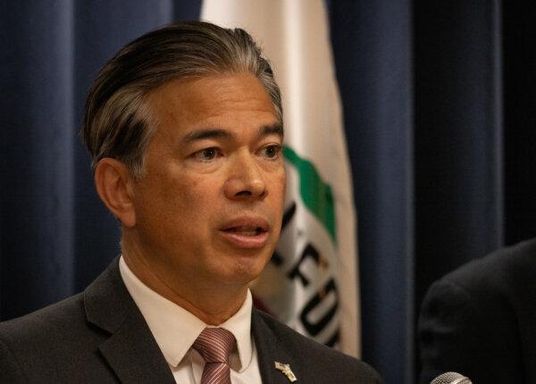 California Attorney General Rob Bonta speaks in Los Angeles, Calif., on April 15, 2024. (John Fredricks/The Epoch Times)