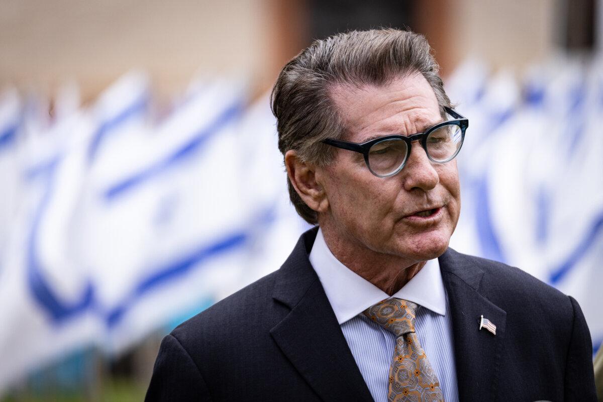 Former professional baseball player and U.S. Senate candidate Steve Garvey speaks in Beverly Hills, Calif., on April 25, 2024. (John Fredricks/The Epoch Times)