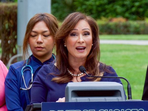 Sen. Rosilicie Ochoa Bogh speaks at a news conference for her Senate Bill 1368 at the Capitol on April 24. (Travis Gillmore/The Epoch Times)